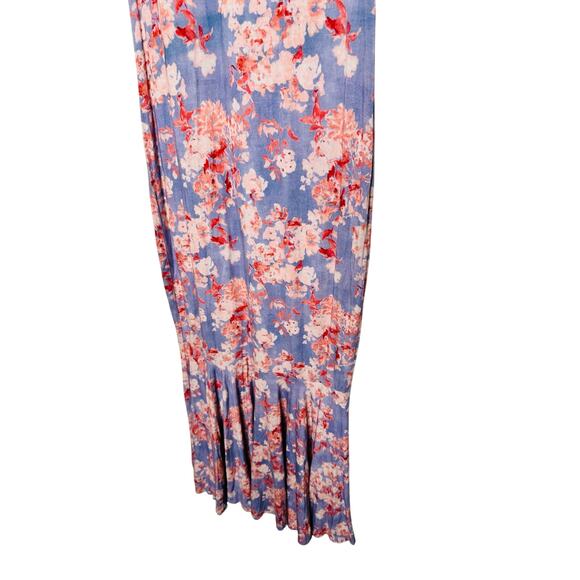 CAROLINE CONSTAS Blue Floral Mock Neck Sleeveless Trumpet Brigitta Gown Size M - Picture 11 of 15